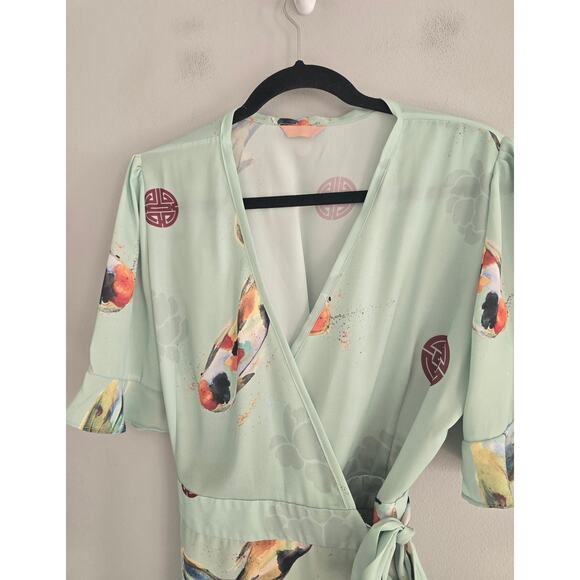 Maria Sanz Mint Green Colorful Dress One Size - Picture 2 of 6